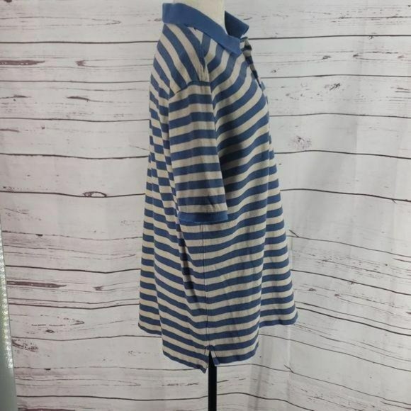 PBX‎ Basics Men's Blue & Tan Striped Polo Shirt Size Large - Picture 3 of 7